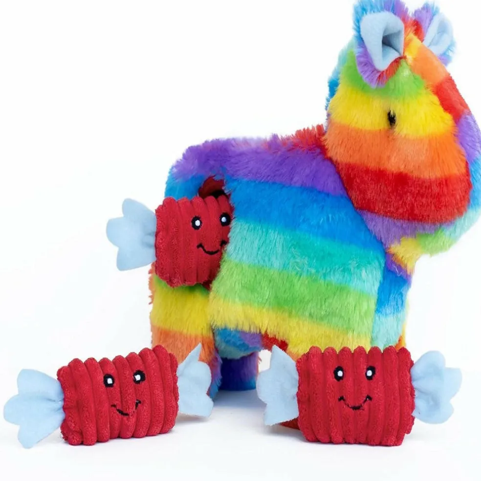 Zippy Paws Burrow Piñata Rainbow Toy with Squeakers for Dogs (Medium)