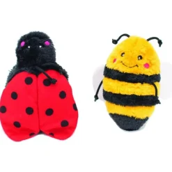ZippyPaws Crinkle 2 Pack Bee and Ladybug Squeaky and Crinkly Toy For Dog