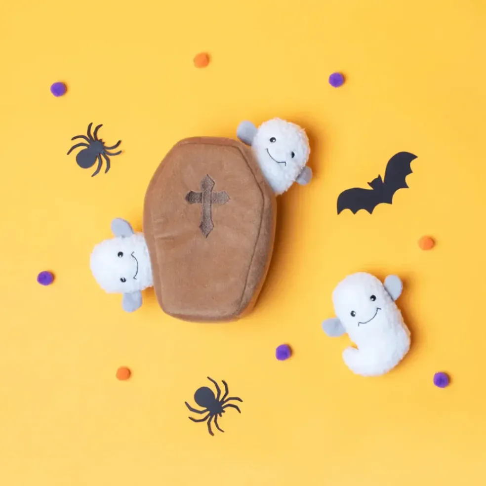 Zippypaws Halloween Coffin with Ghosts Burrow Toy For Dogs