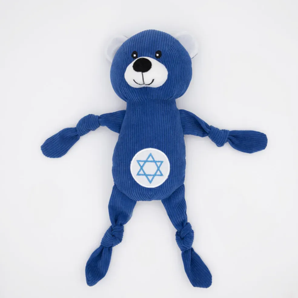 ZippyPaws Hanukkah Corduroy Cuddlerz Bear Plush Dog Toy