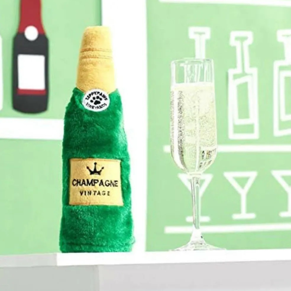 Zippy Paws Happy Hour Squeaky Crusherz Champagne Toy for Dogs