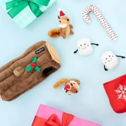 ZippyPaws Holiday Burrow Dog Toy, Yule Log