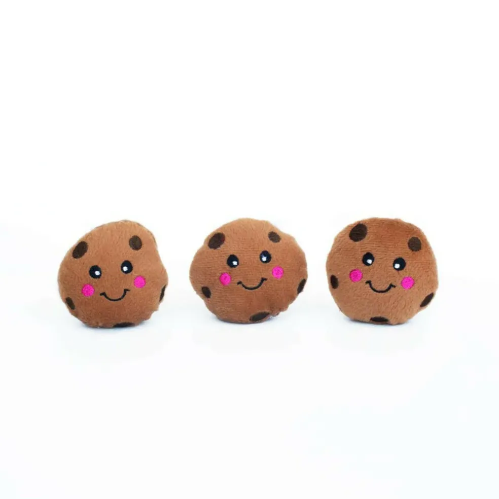 Zippy Paws Miniz Cookies Stuffed Squeaker Interactive Toy for Dogs (Extra Small 3 pack)