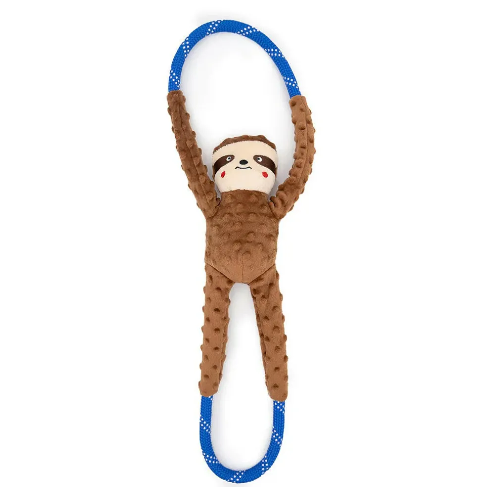 Zippy Paws RopeTugz Sloth Squeaky Plush Toy for Dogs (Large)