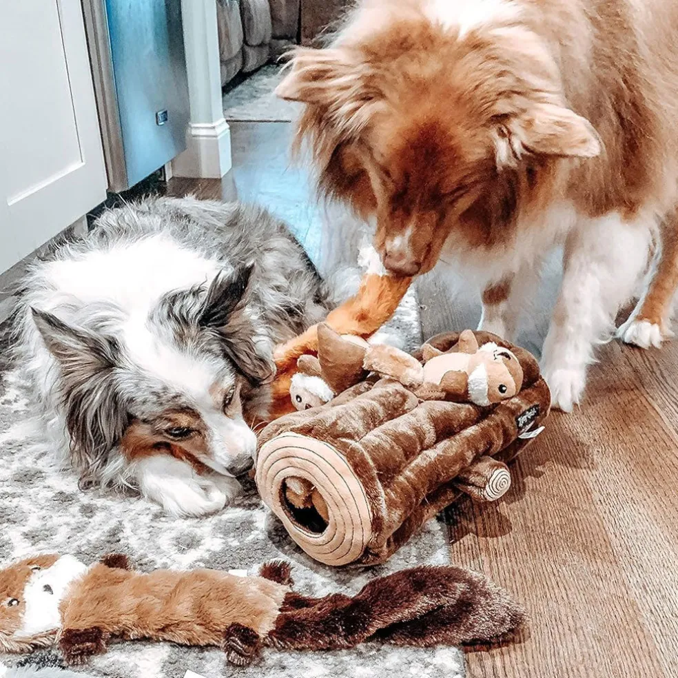 ZippyPaws Skinny Peltz Fox, Raccoon & Squirrel Plush Dog Toy, Large, 3-pack