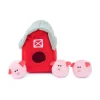 ZippyPaws Zippy Burrow Dog Toy Barn with Pig Bubble Babies, Medium