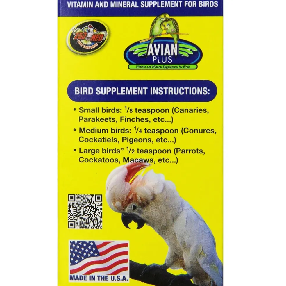 Zoo Med Avian Plus Vitamin and Mineral Bird Supplement, 1-oz