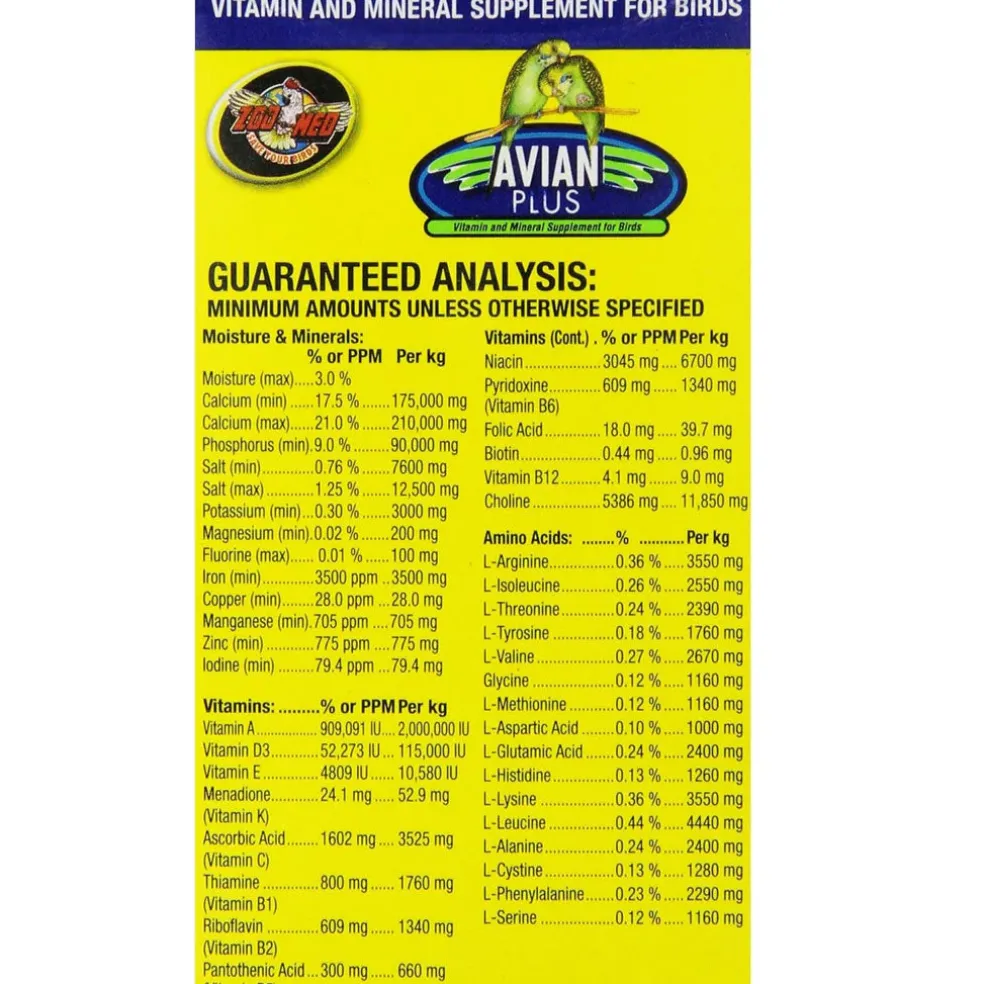 Zoo Med Avian Plus Vitamin and Mineral Bird Supplement, 1-oz
