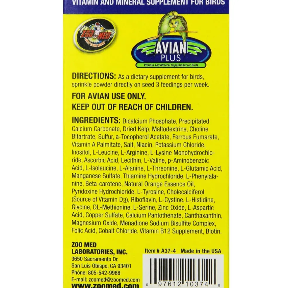 Zoo Med Avian Plus Vitamin and Mineral Bird Supplement, 1-oz