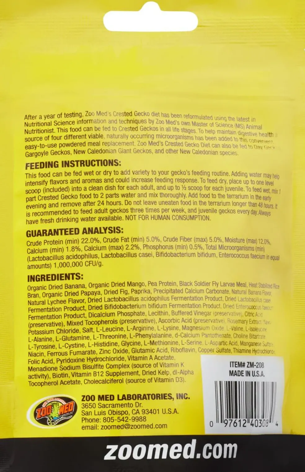 Zoo Med Crested Gecko Premium Blended Tropical Fruit Dry Food