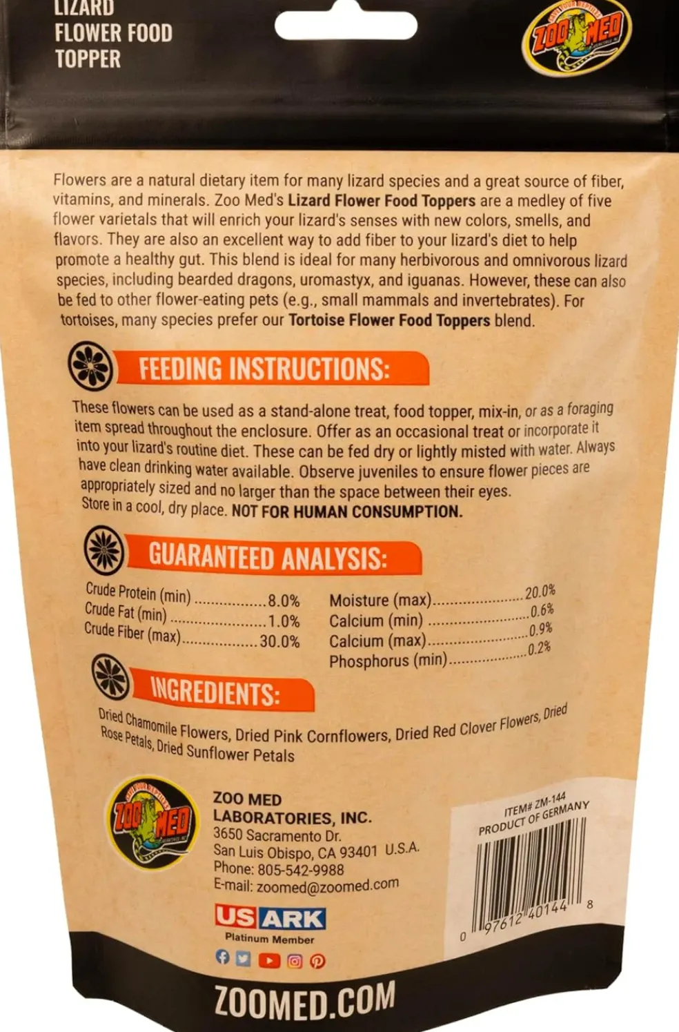 Zoo Med Lizard Flower Food Topper - Reptile Food Supplement