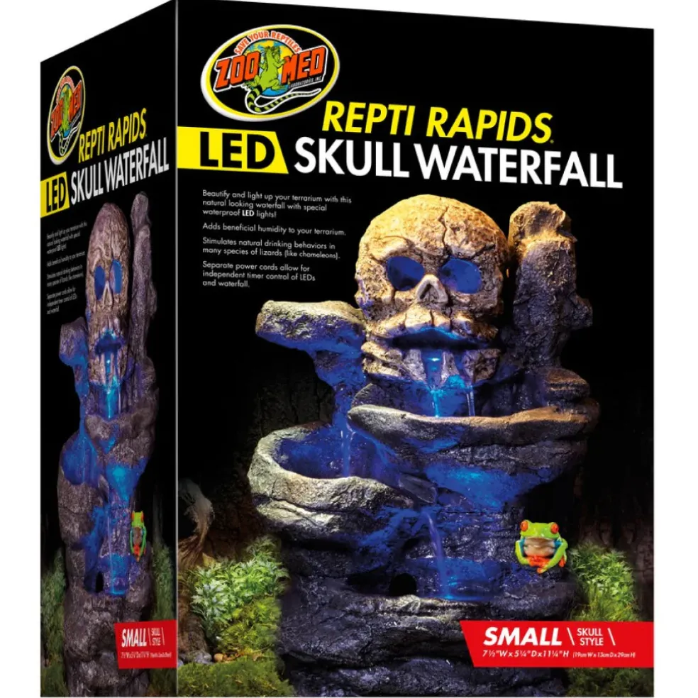 Zoo Med Repti Rapids LED Skull Waterfall Natural Rock For Reptiles