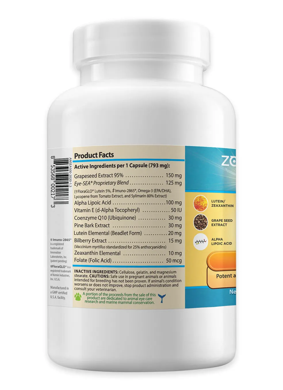 Zoo Necessity Eye-SEA Vision Supplement, 500 capsules