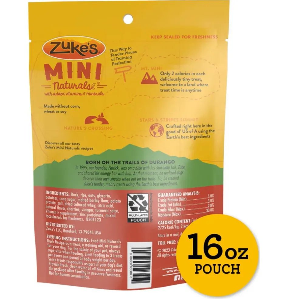 Zuke's Mini Naturals Duck Recipe Training Treats for Dogs