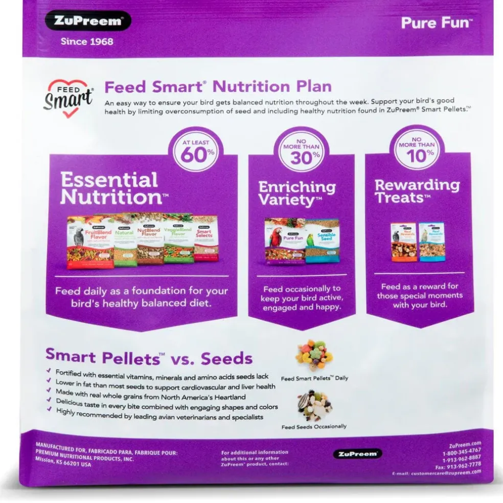 ZuPreem Pure Fun Bird Food Medium Birds, 2-lb