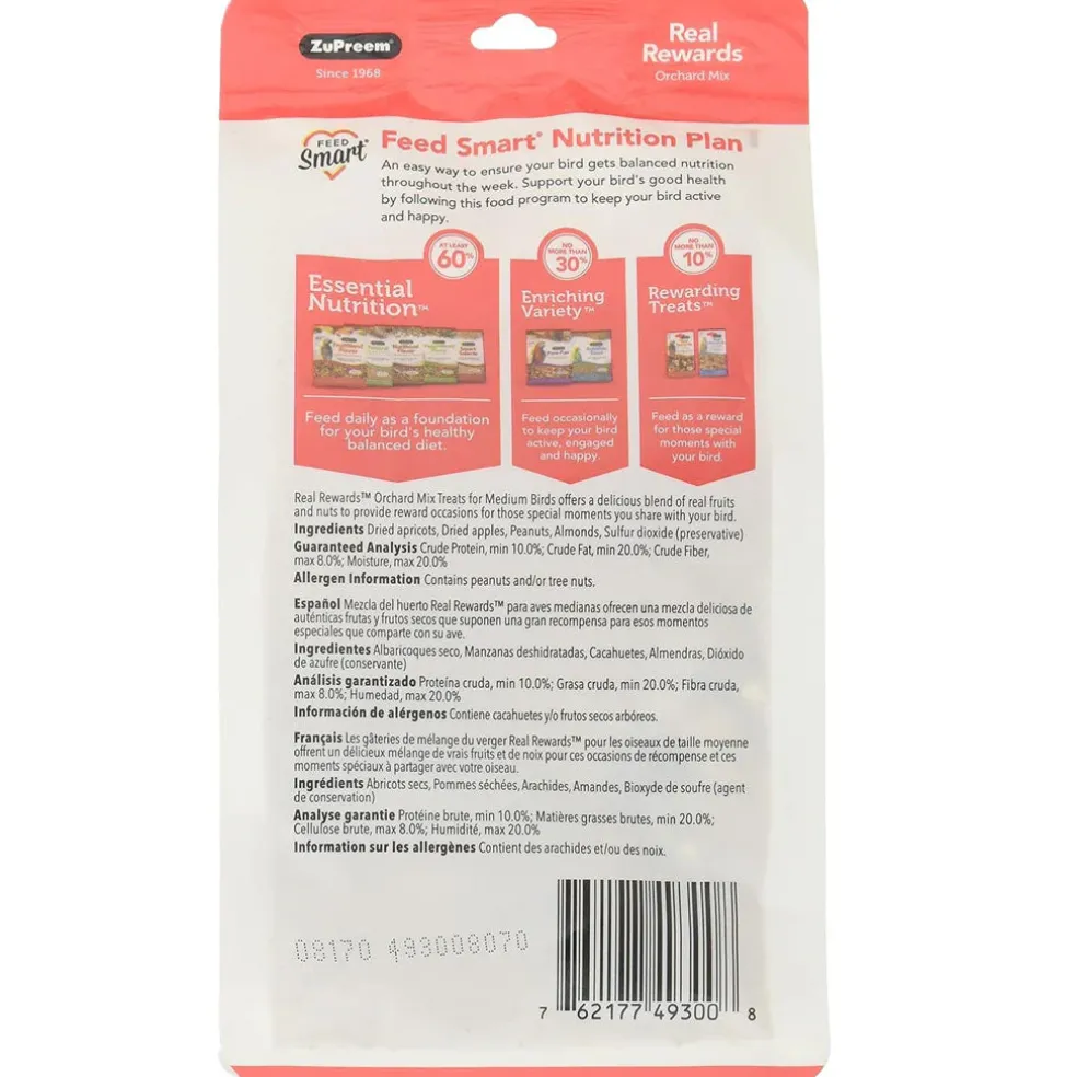 ZuPreem Real Rewards Orchard Mix Medium Bird Treats, 6-oz