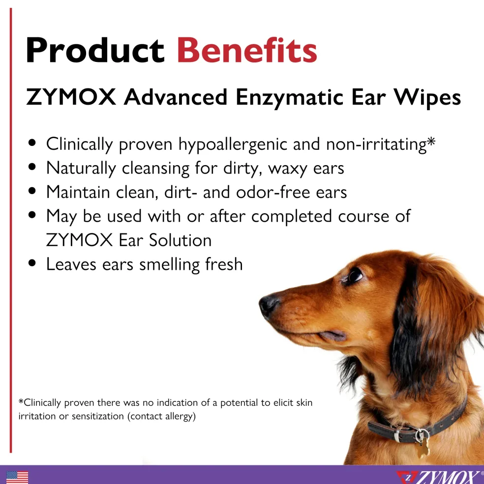 Zymox Advanced Enzymatic Ear Wipes (100 count)
