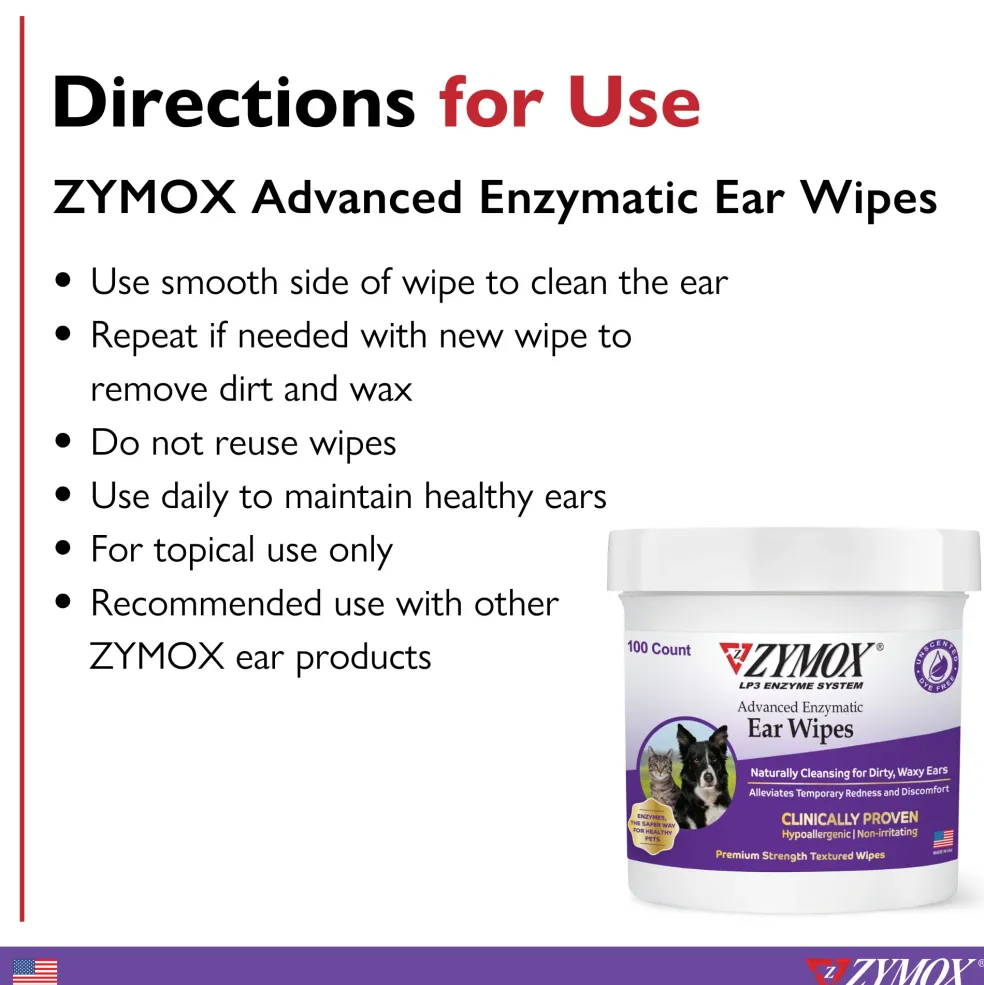 Zymox Advanced Enzymatic Ear Wipes (100 count)