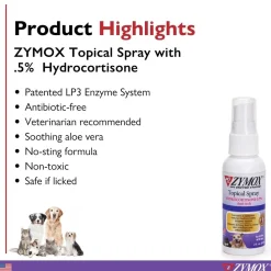 Zymox Enzymatic Topical Spray with Hydrocortisone 0.5% for Dogs & Cats